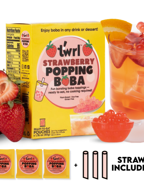 Strawberry Popping Boba 3-Pack with Straws