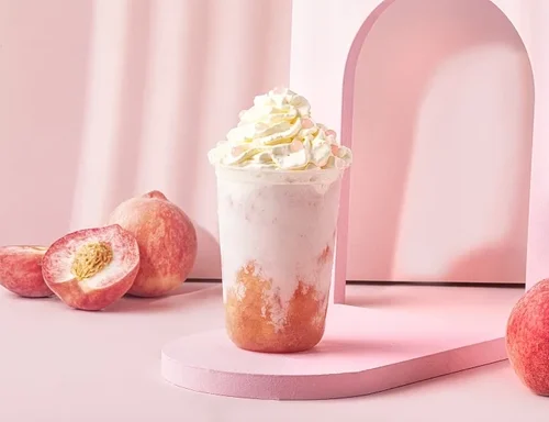 Peach Cream Milk Tea DIY Kit, Instant White Peach Boba Milk Tea with Toppings
