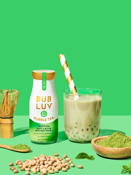 Matcha Soy Latte Bubble Tea with Jelly Pearls